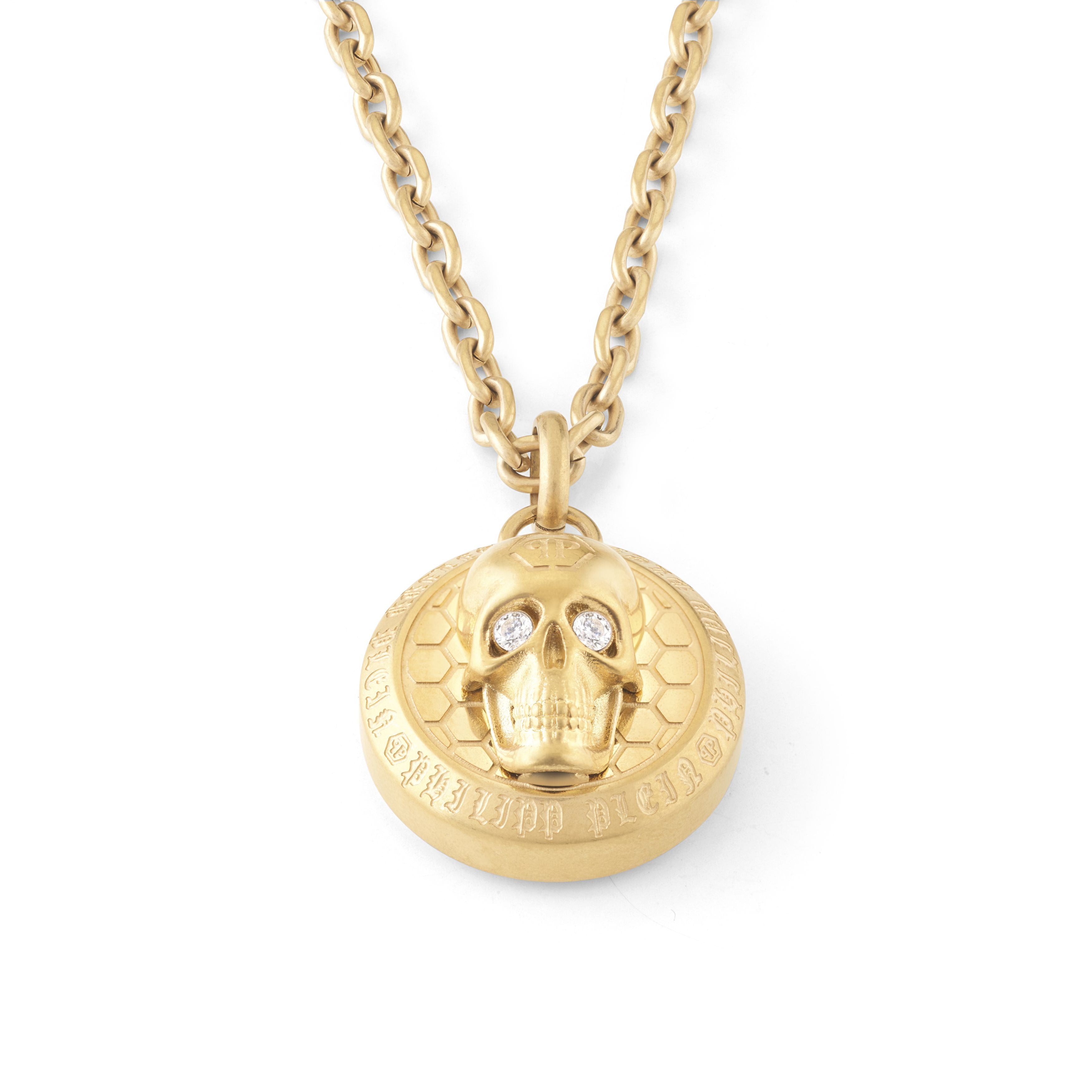 PHILIPP PLEIN 3D SKULL GOLD  NECKLACE