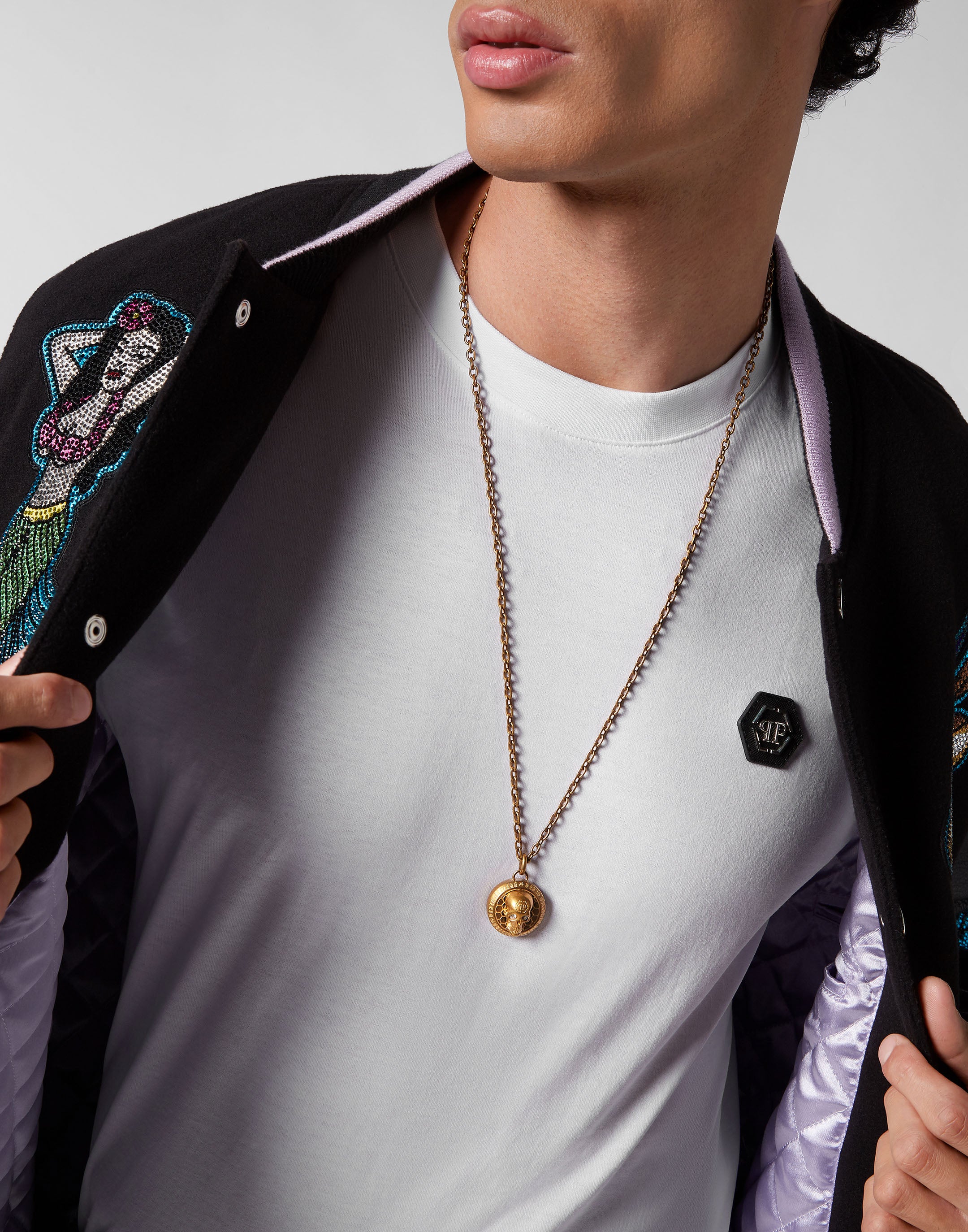 PHILIPP PLEIN 3D SKULL GOLD  NECKLACE