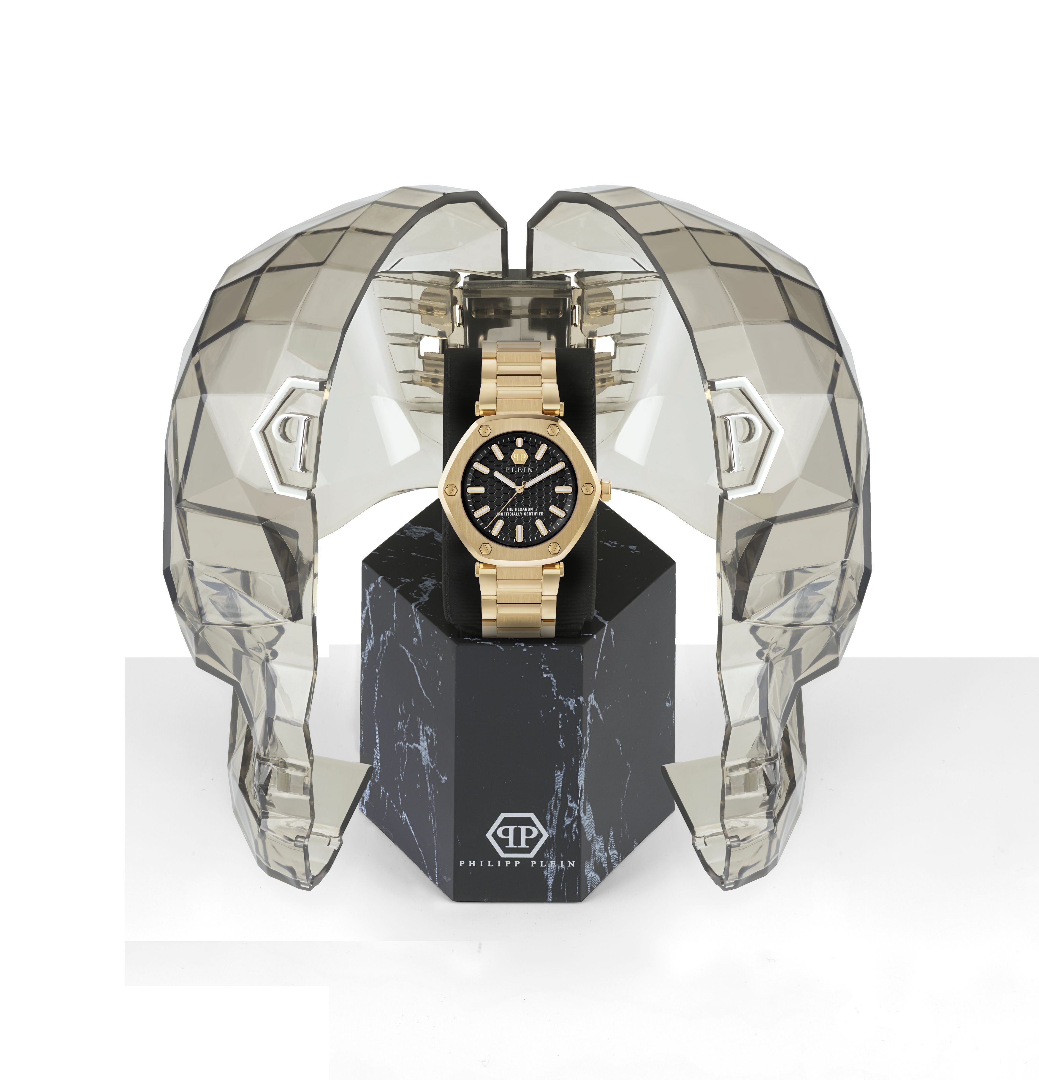 PHILIPP PLEIN HEXAGON GOLD WATCH
