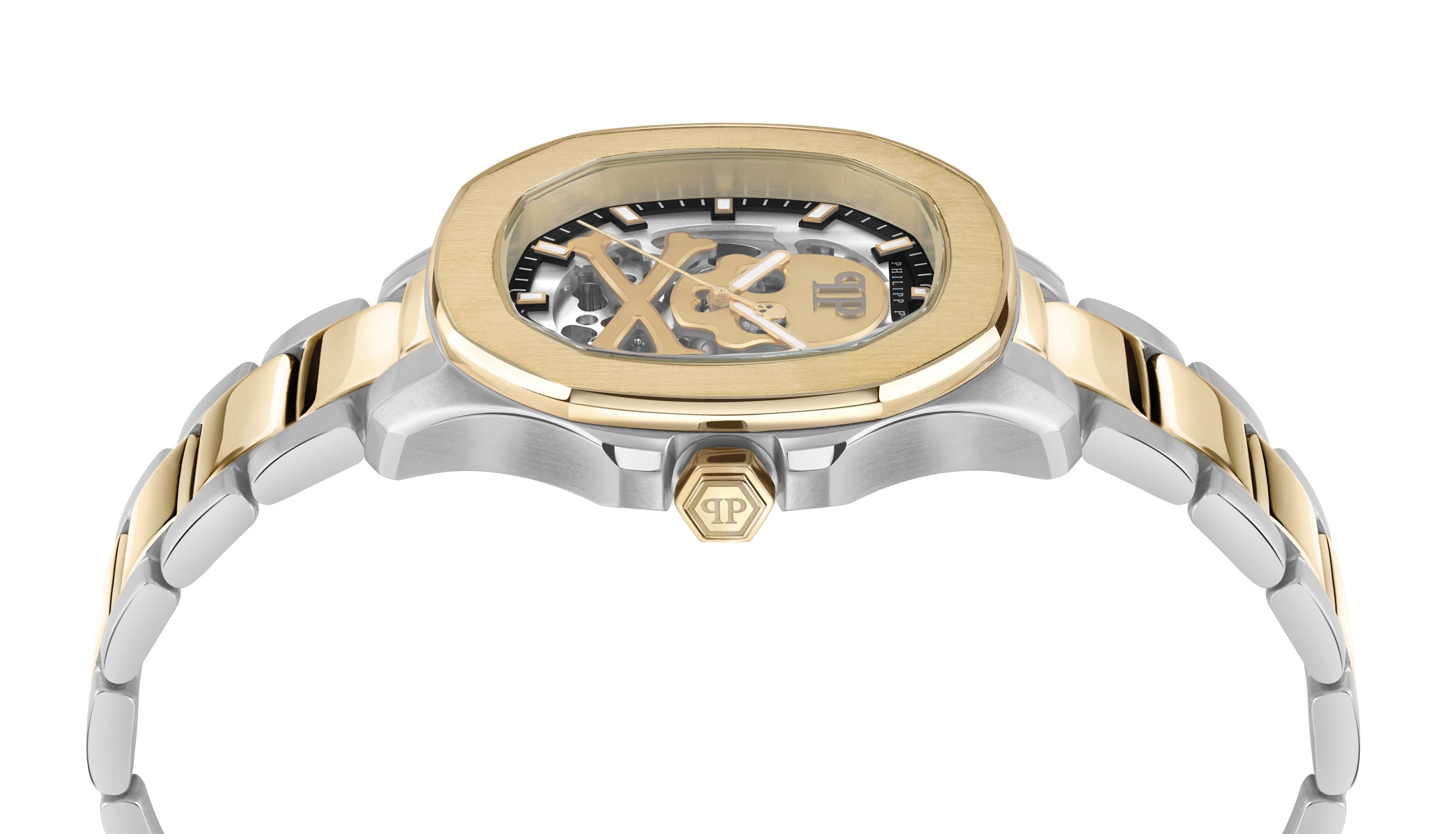 PHILIPP PLEIN SKELETON SPECTRE GOLD & SILVER BRACELET WATCH