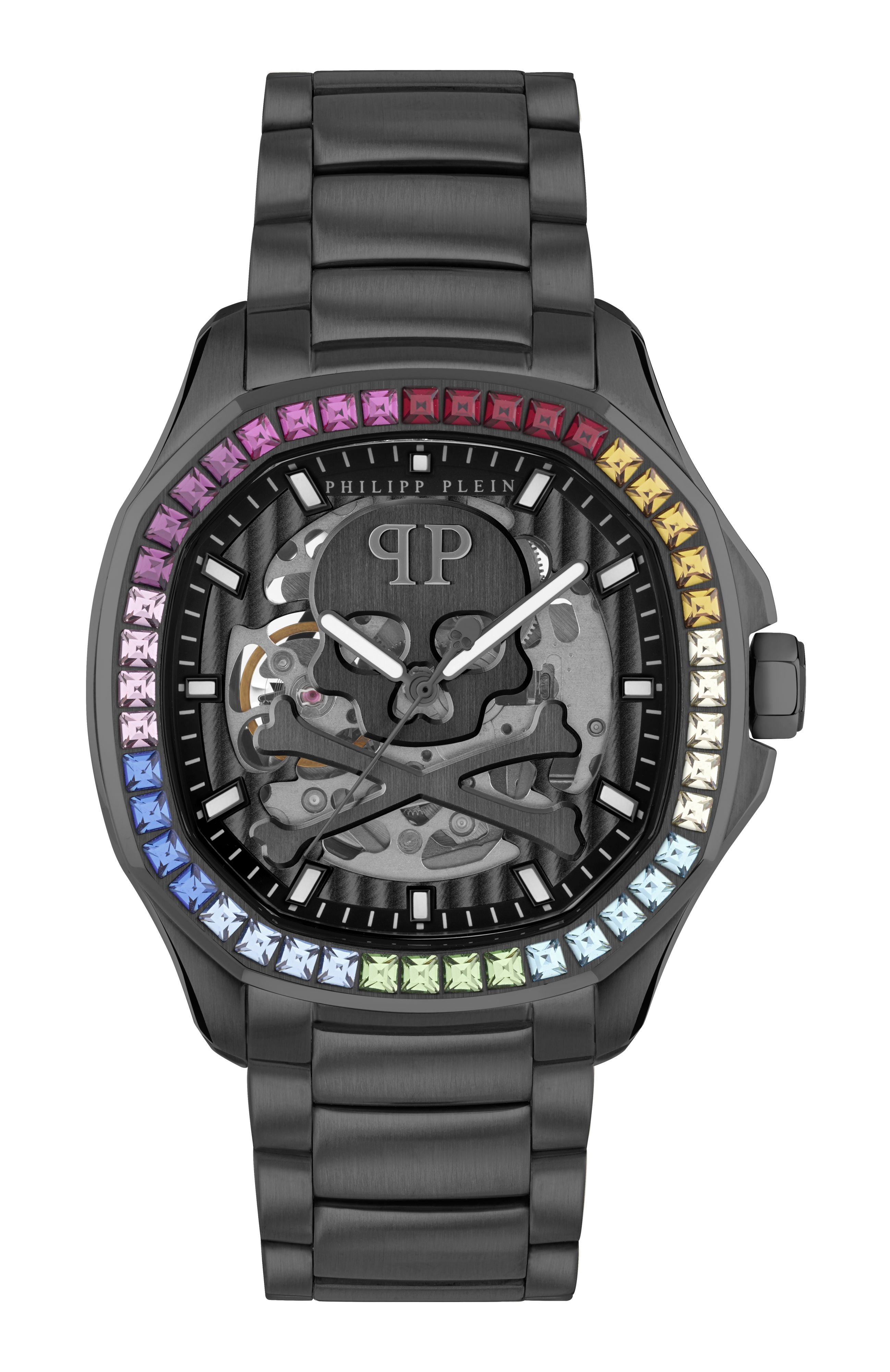 PHILIPP PLEIN SKELETON SPECTRE BLACK BRACELET WATCH