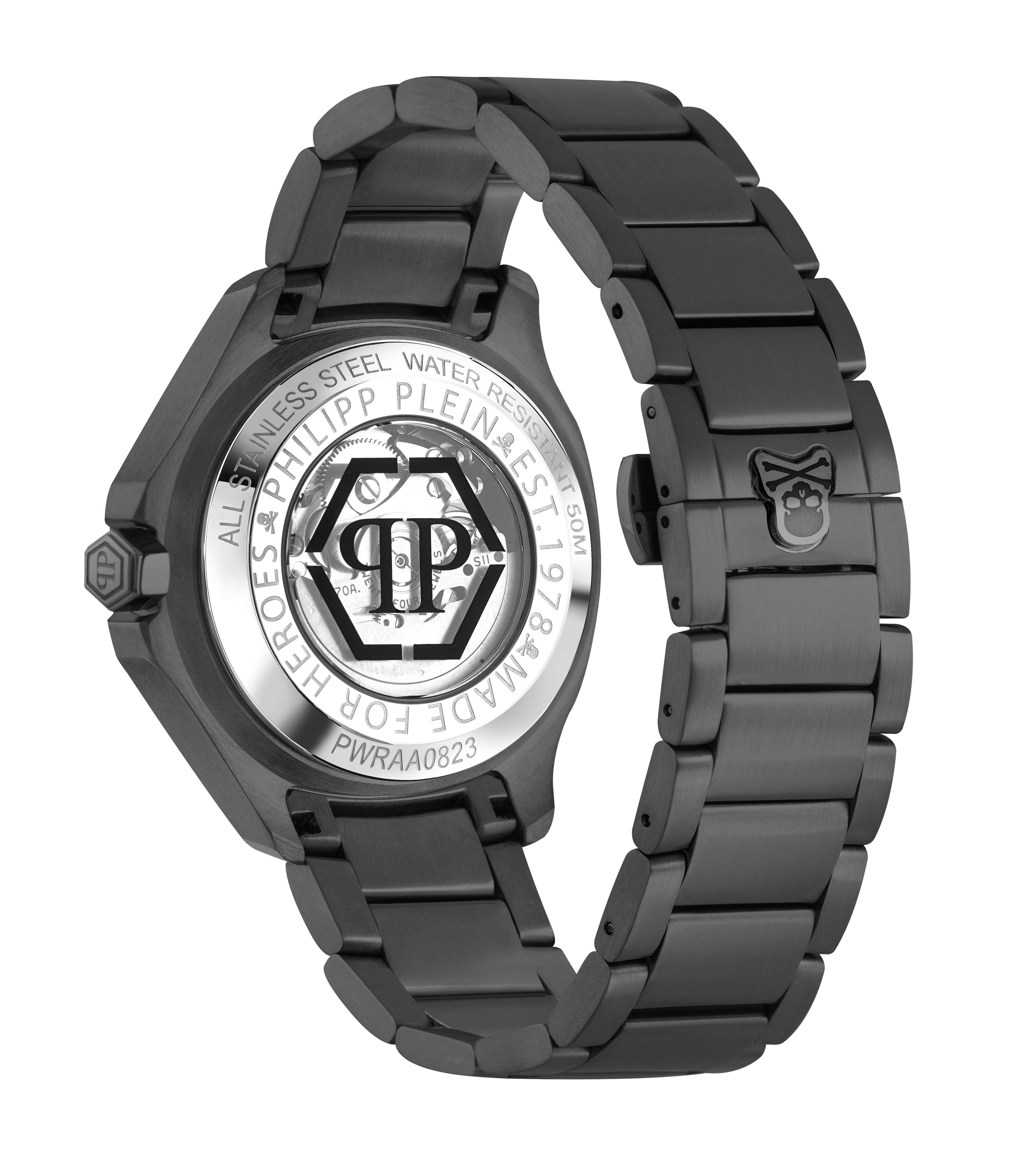 PHILIPP PLEIN SKELETON SPECTRE BLACK BRACELET WATCH