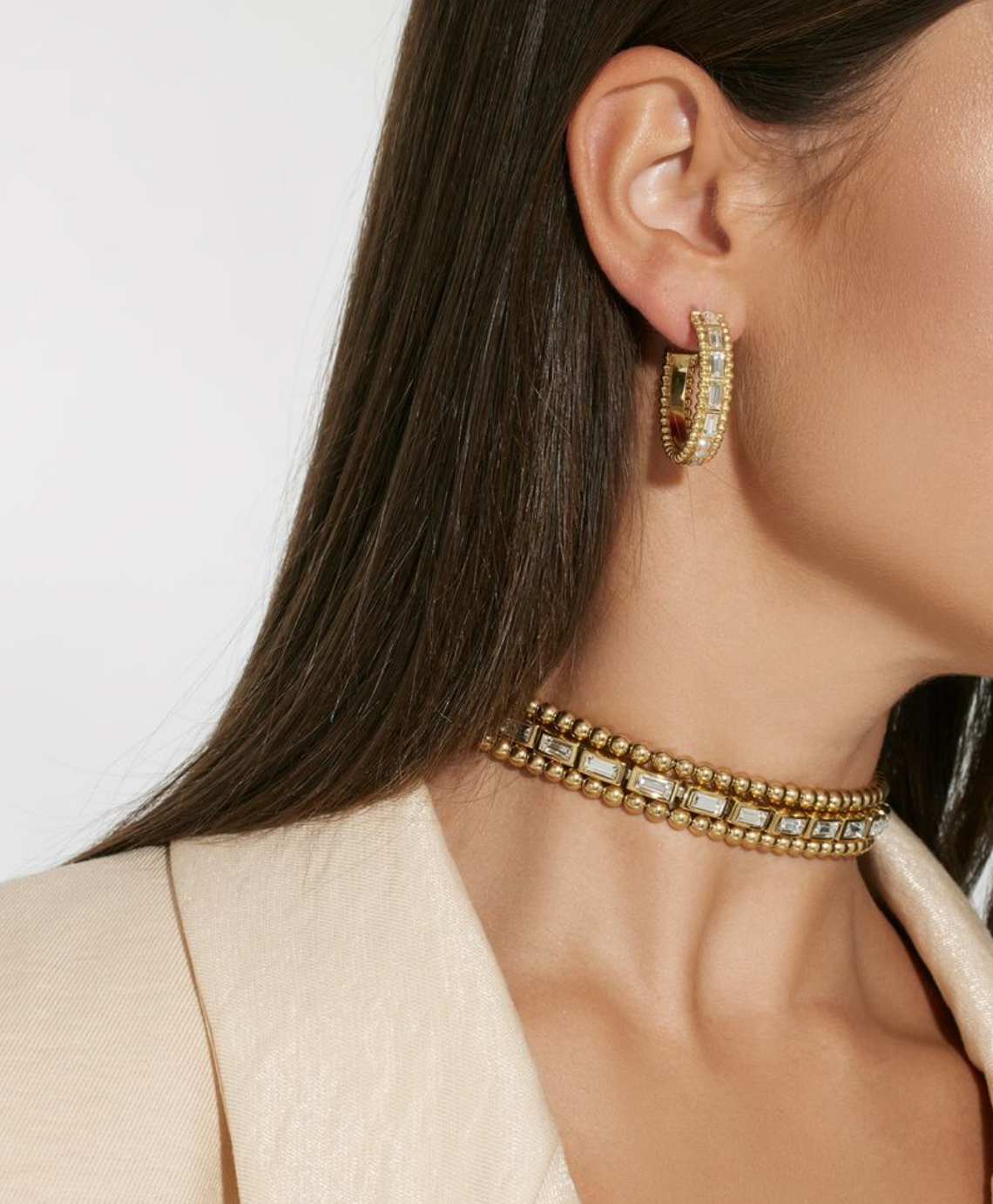 GUESS GOLDEN GLOBES BAGUETTES HOOPS