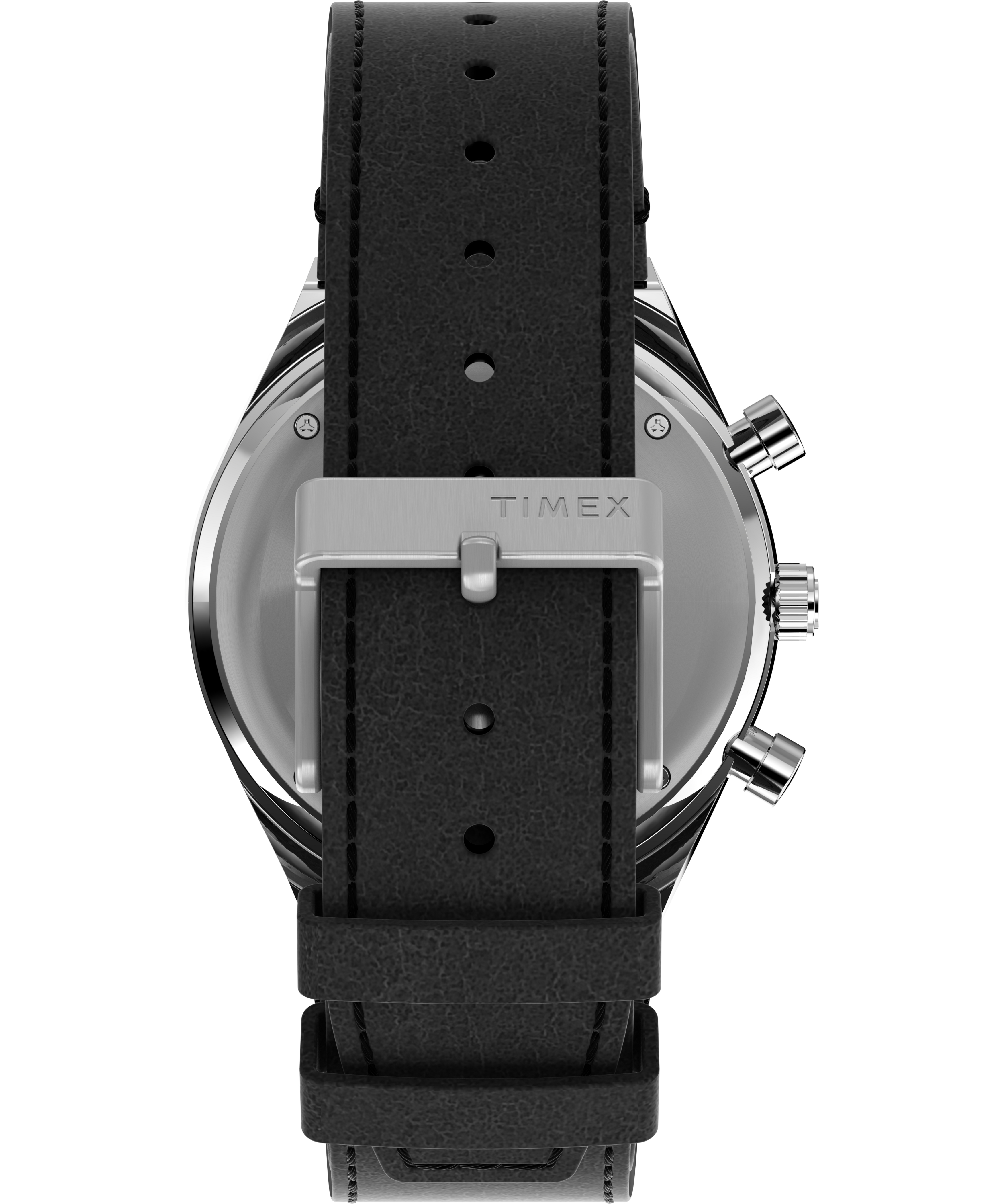 Q TIMEX CHRONOGRAPH BLACK LEATHER STRAP WATCH