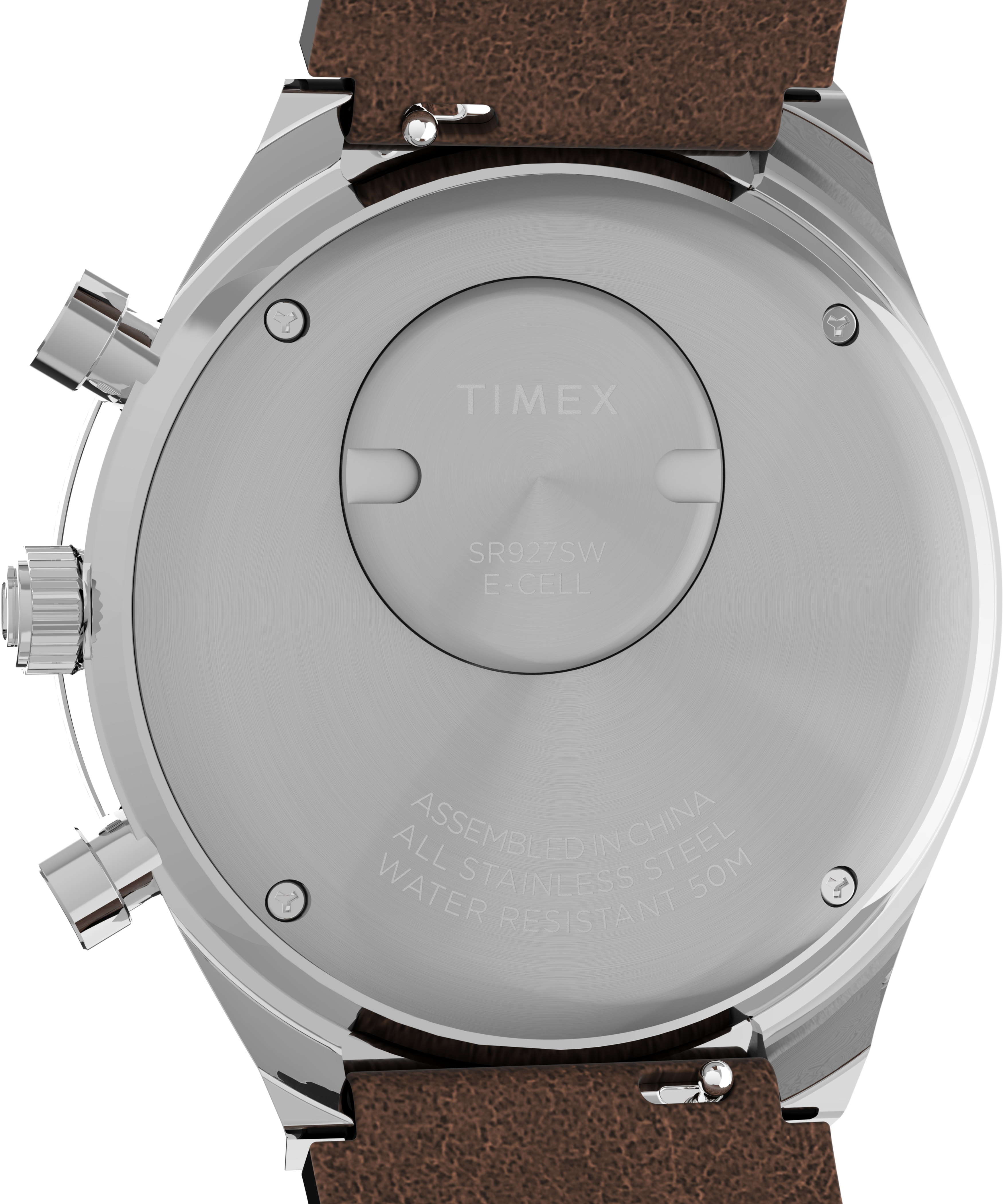 Q TIMEX DIVER CHRONOGRAPH WITH BROWN LEATHER STRAP WATCH
