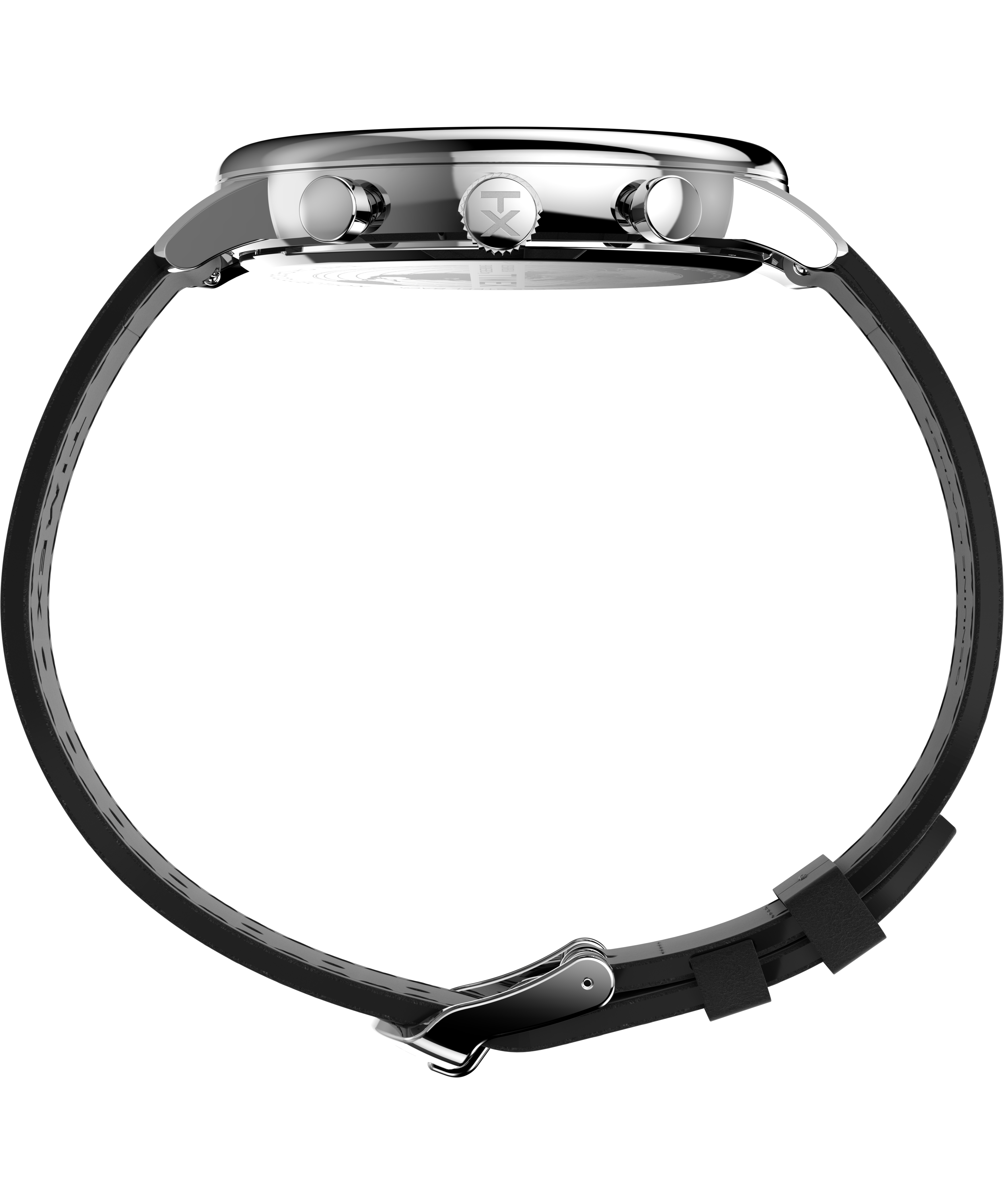 TIMEX CHICAGO CHRONOGRAPH, BLACK DIAL & LEATHER STRAP WATCH