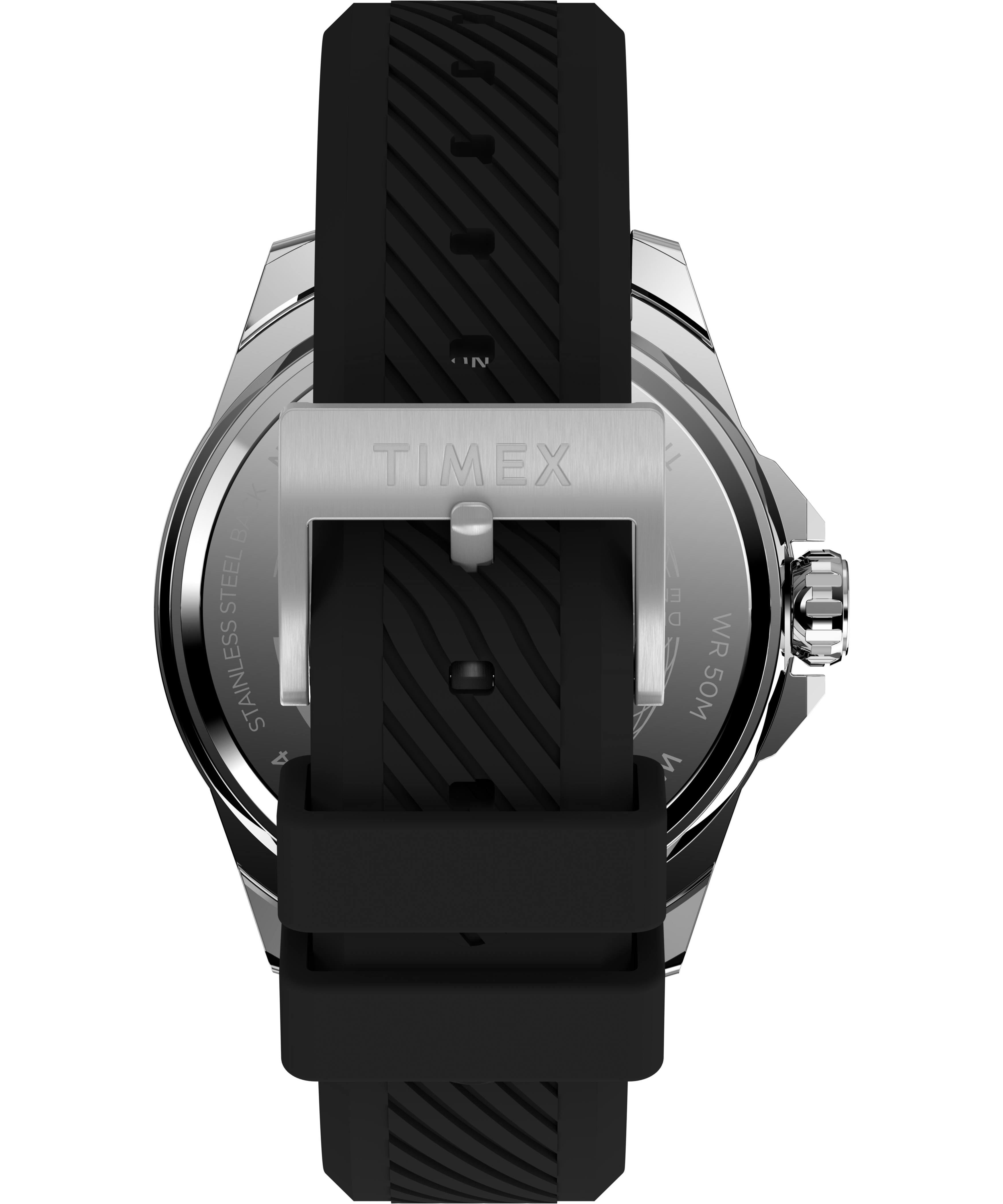 TIMEX MEN’S BLACK ESSEX SILICONE STRAP WATCH WITH DAY/ DATE DISPLAY