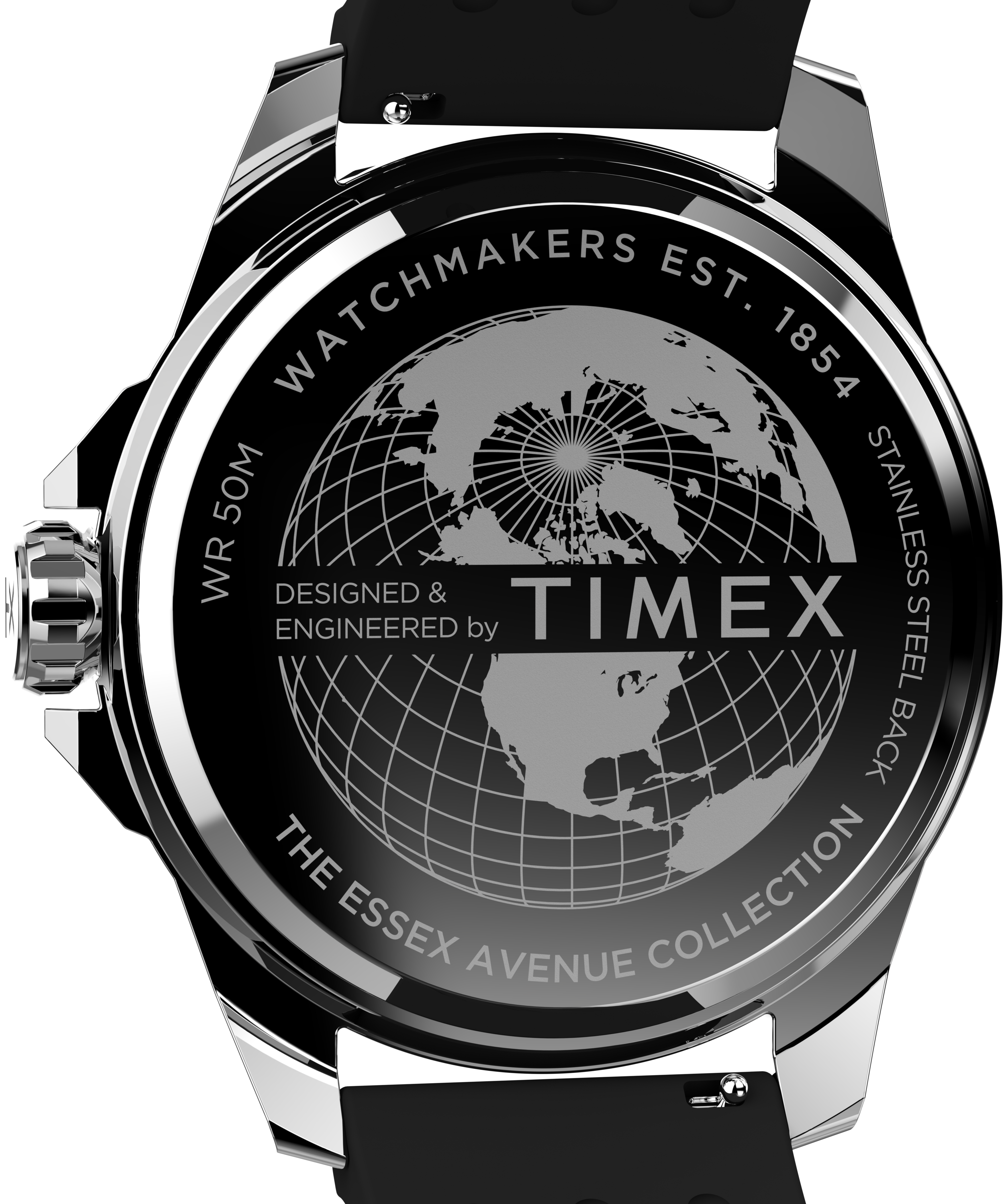 TIMEX MEN’S BLACK ESSEX SILICONE STRAP WATCH WITH DAY/ DATE DISPLAY