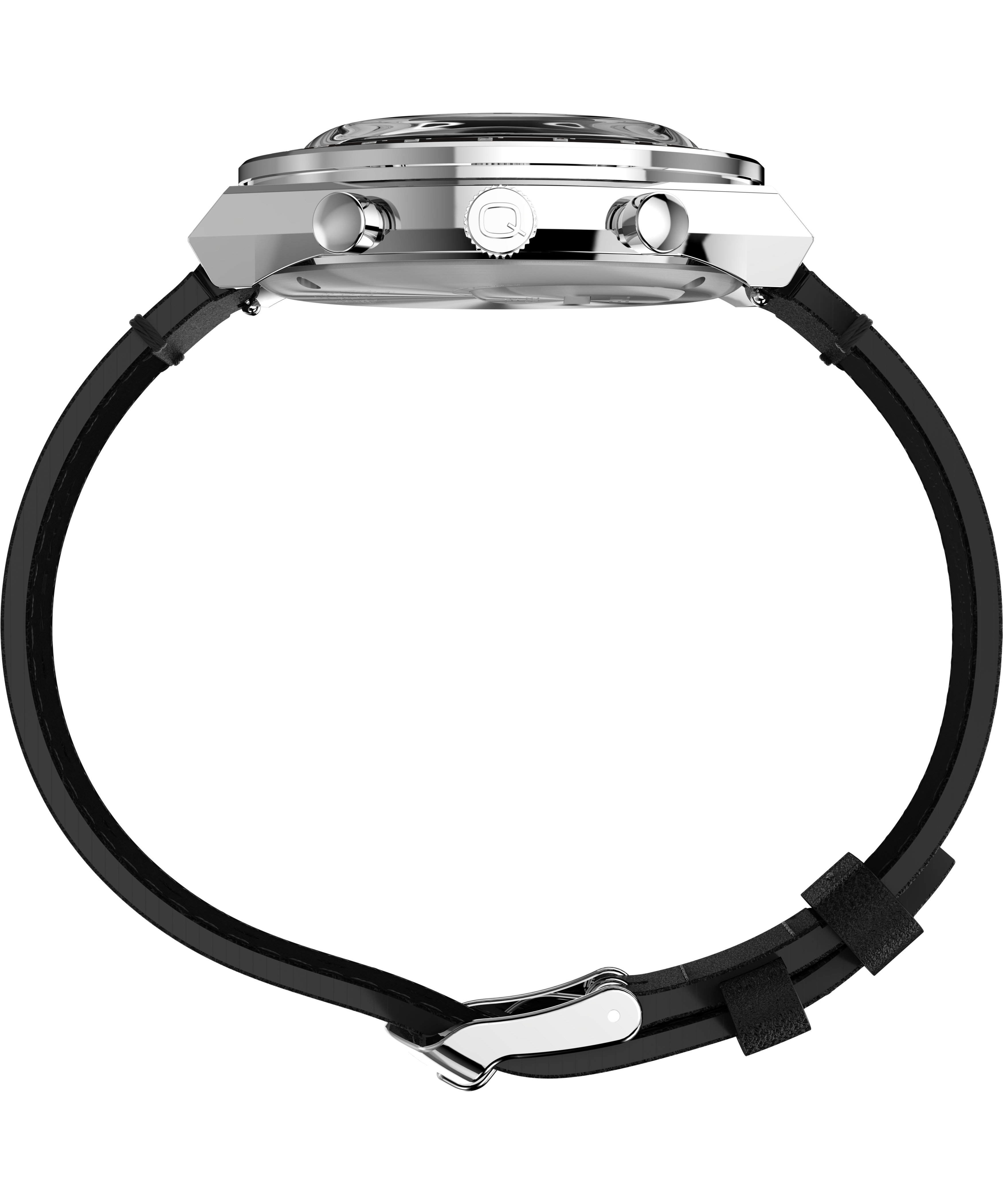 MEN’S Q TIMEX CHRONOGRAPH BLACK LEATHER STRAP WATCH