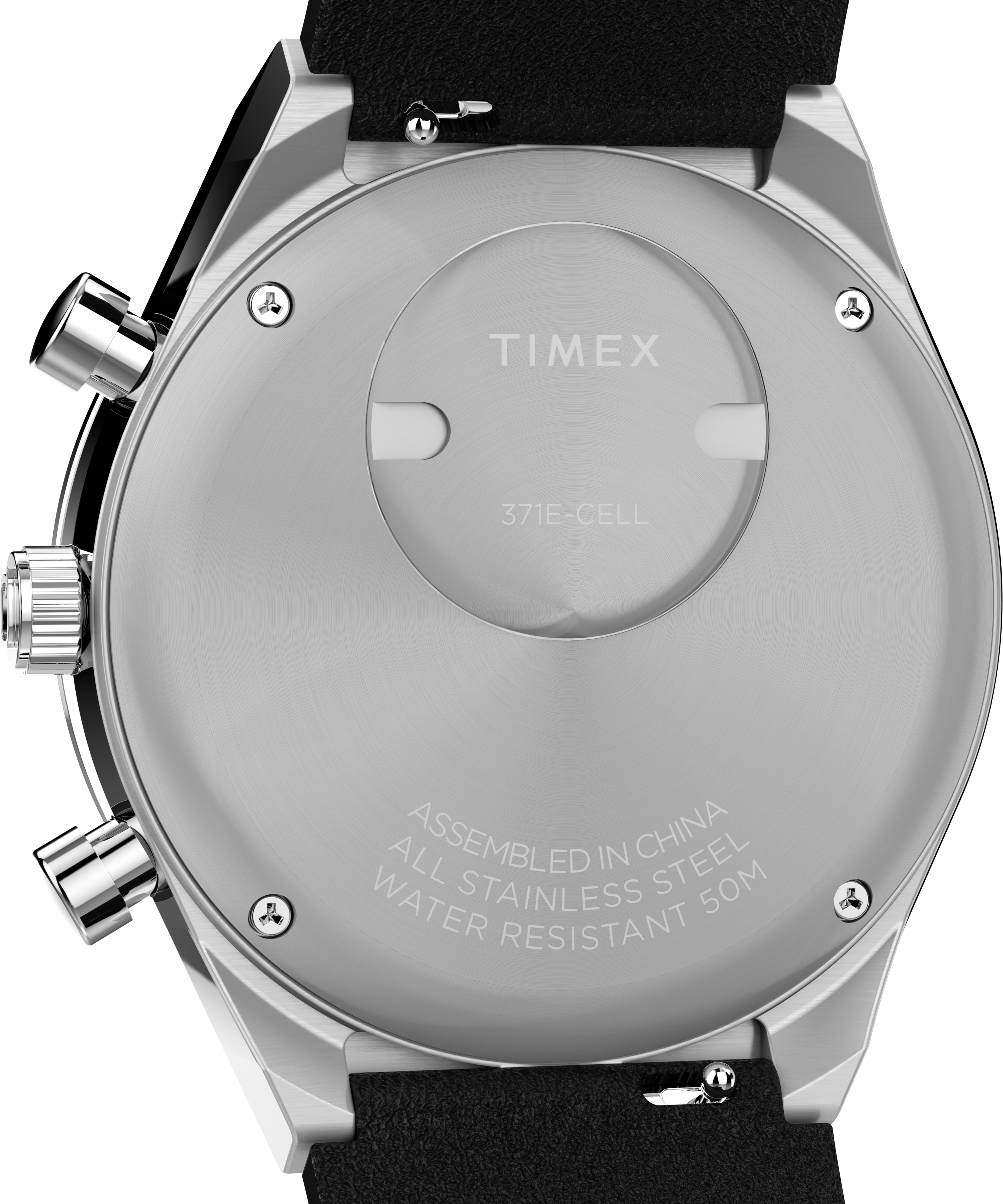 MEN’S Q TIMEX CHRONOGRAPH BLACK LEATHER STRAP WATCH