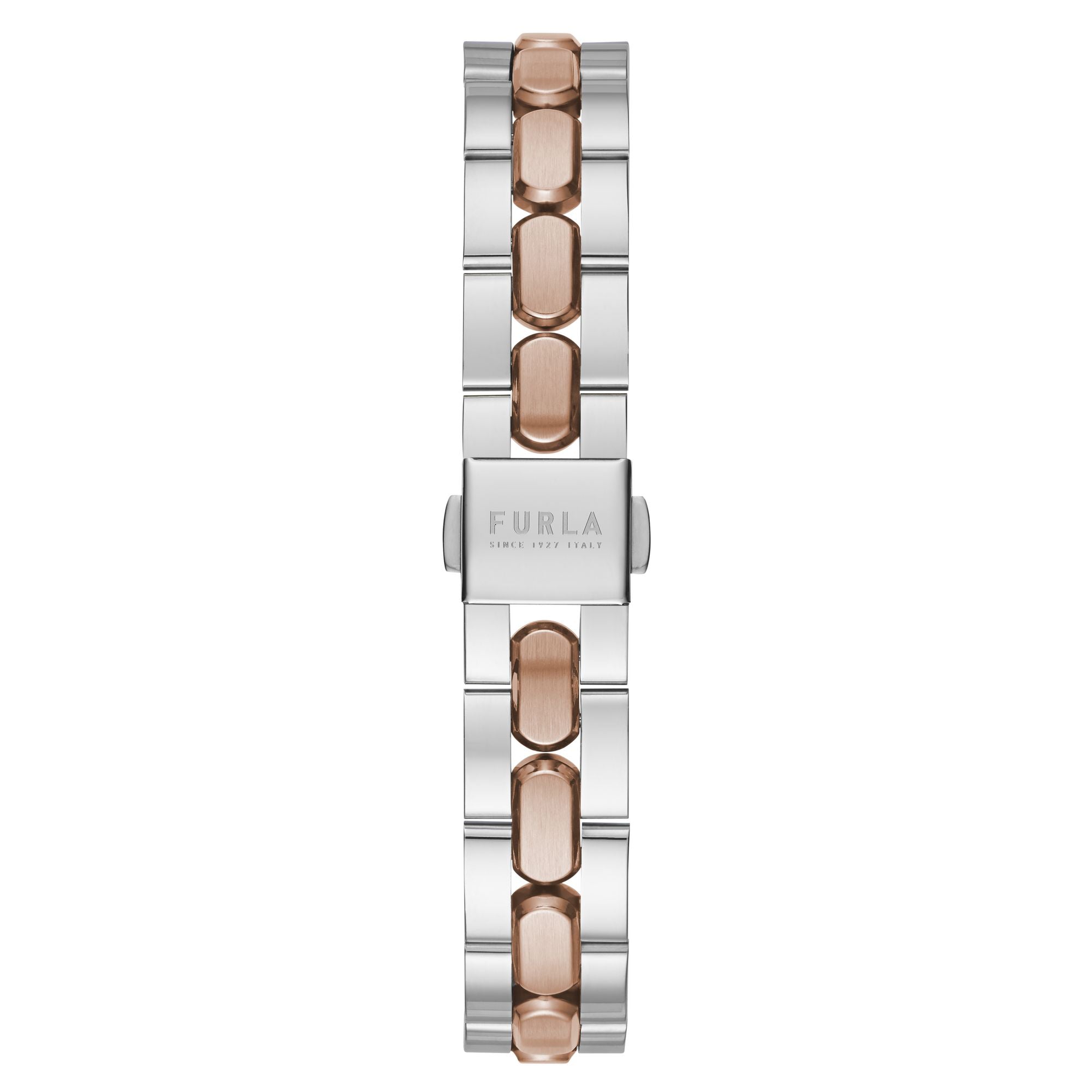 FURLA LOGO LINKS ROSE-GOLD SILVER BRACELET WATCH