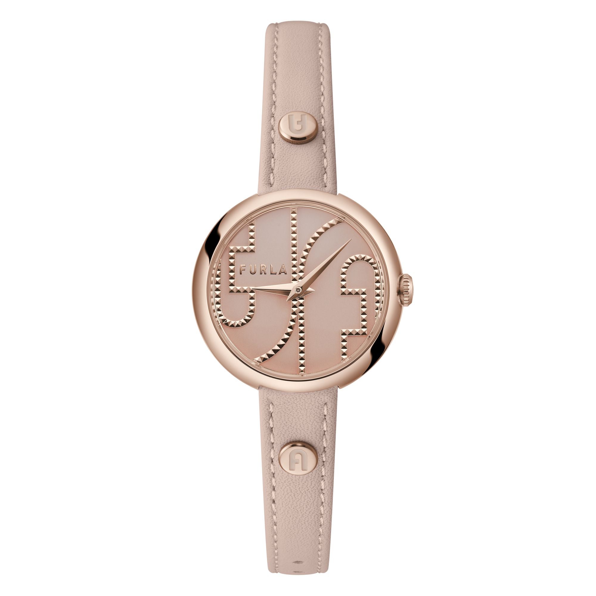 FURLA HERITAGE COSY ROSE-GOLD & NUDE LEATHER WATCH
