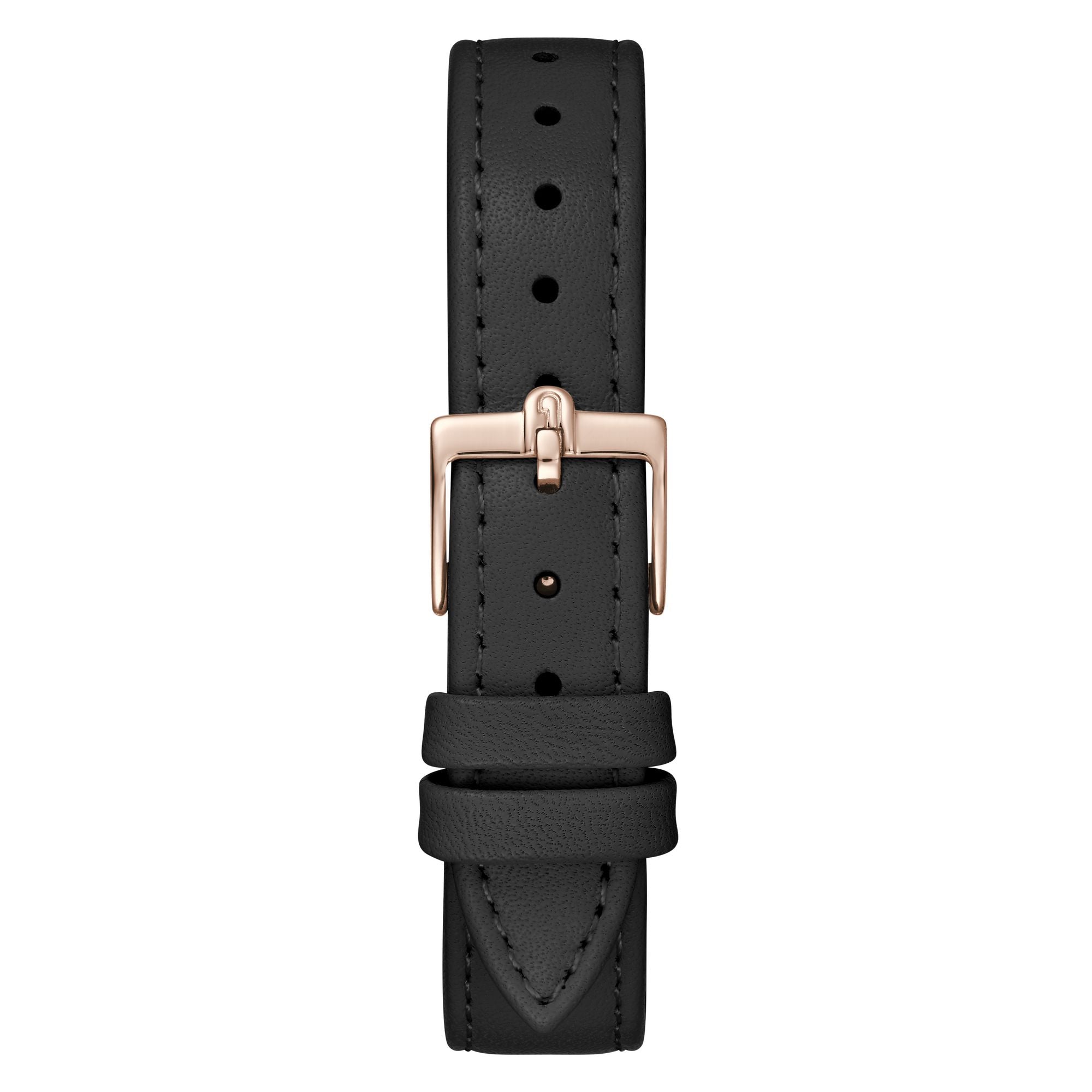 FURLA ARCO SQUARE ROSE-GOLD & BLACK LEATHER STRAP WATCH