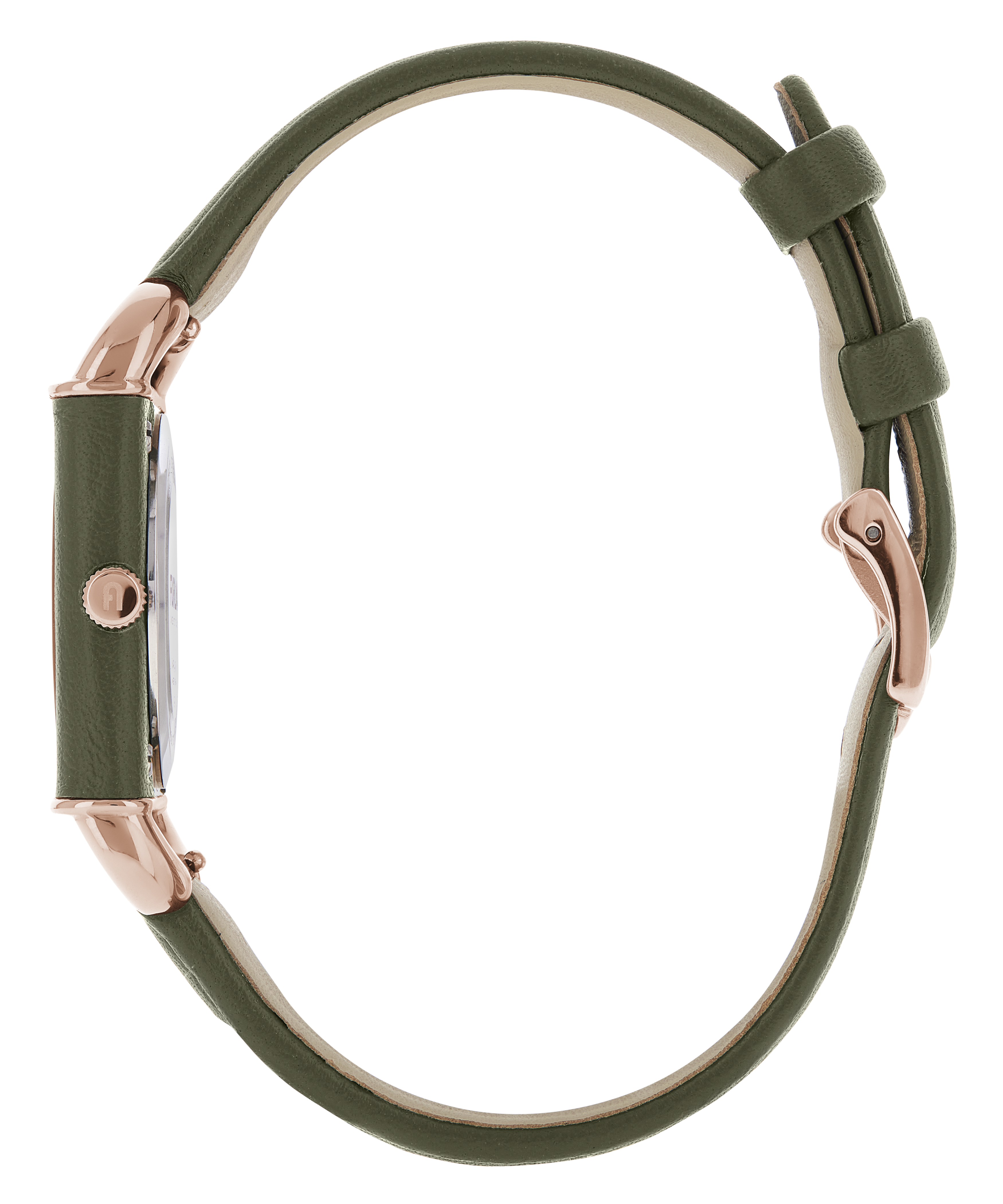 FURLA ARCO SQUARE ROSE-GOLD DIAL & LEATHER STRAP WATCH