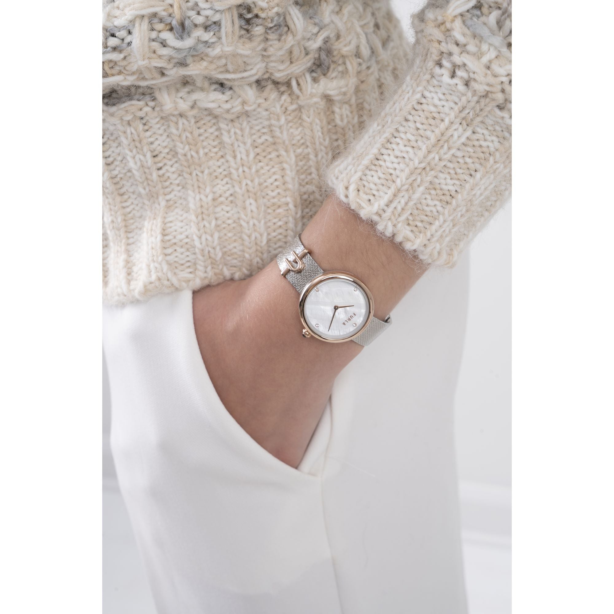 FURLA ROSE-GOLD SILVER BRACELET WATCH