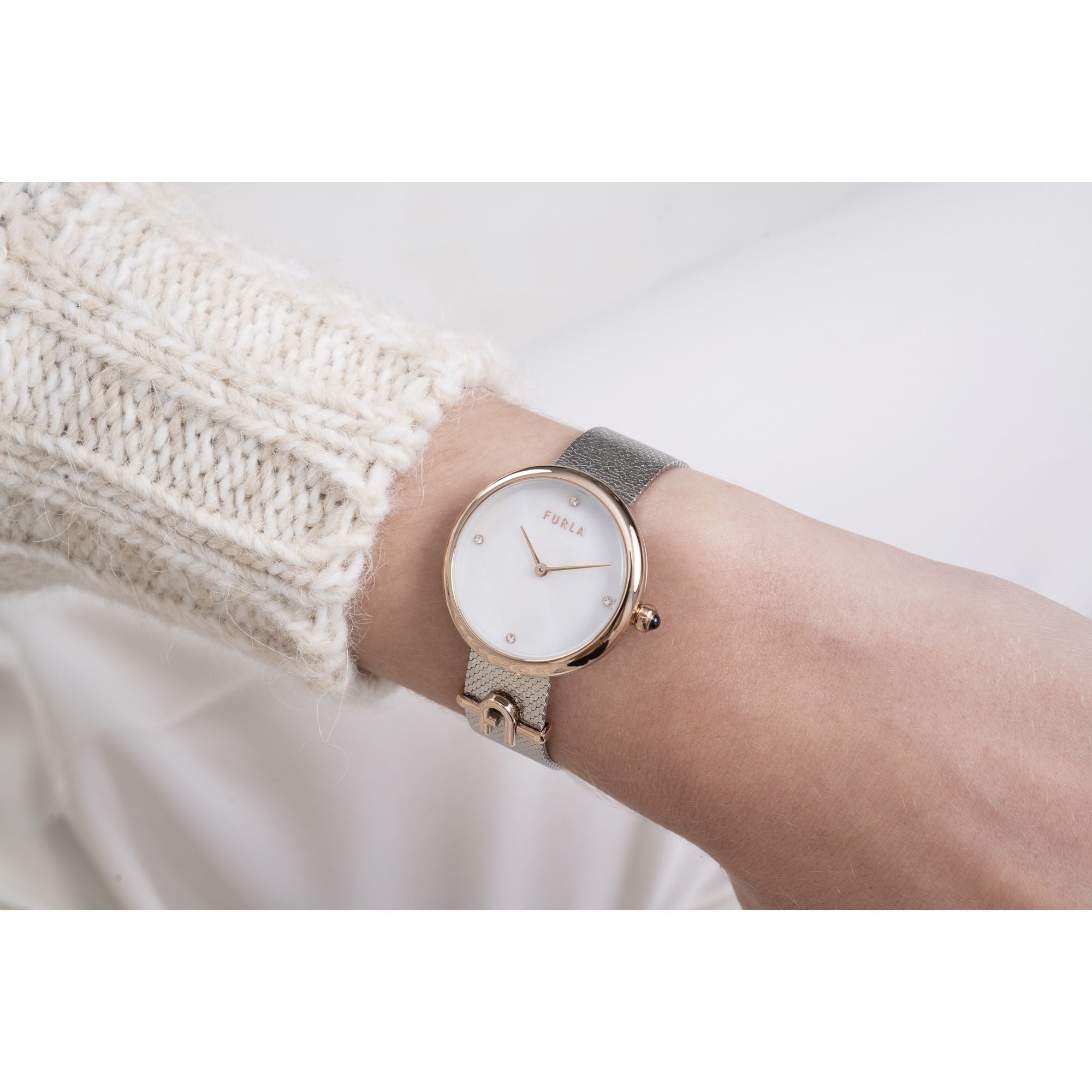 FURLA ROSE-GOLD SILVER BRACELET WATCH