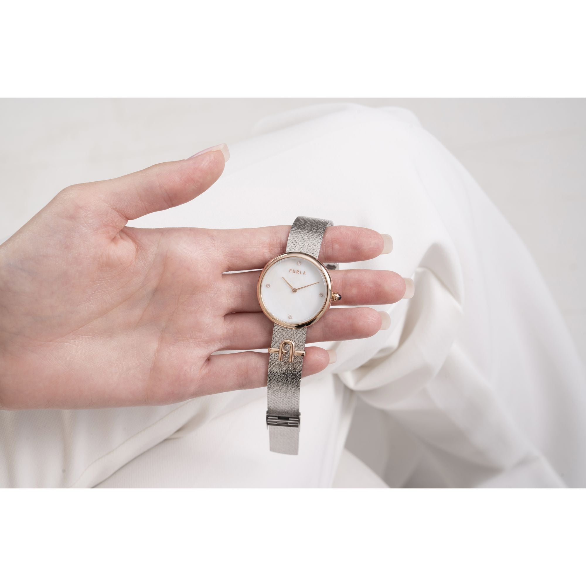 FURLA ROSE-GOLD SILVER BRACELET WATCH