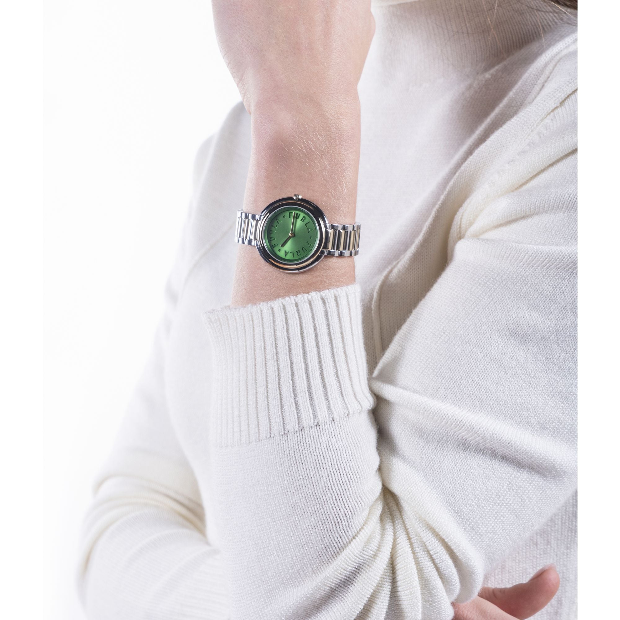 FURLA HERITAGE ICON 2TONE SILVER & GOLD BRACELET WATCH