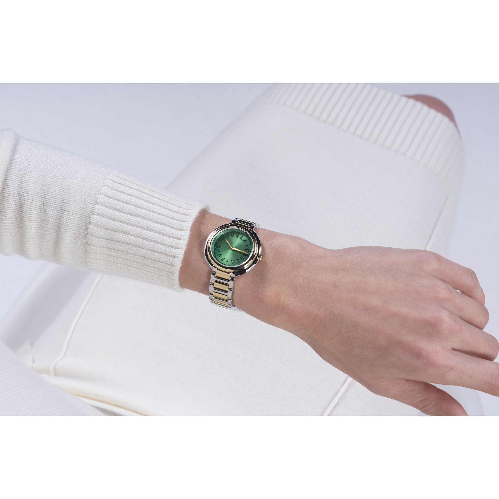 FURLA HERITAGE ICON 2TONE SILVER & GOLD BRACELET WATCH