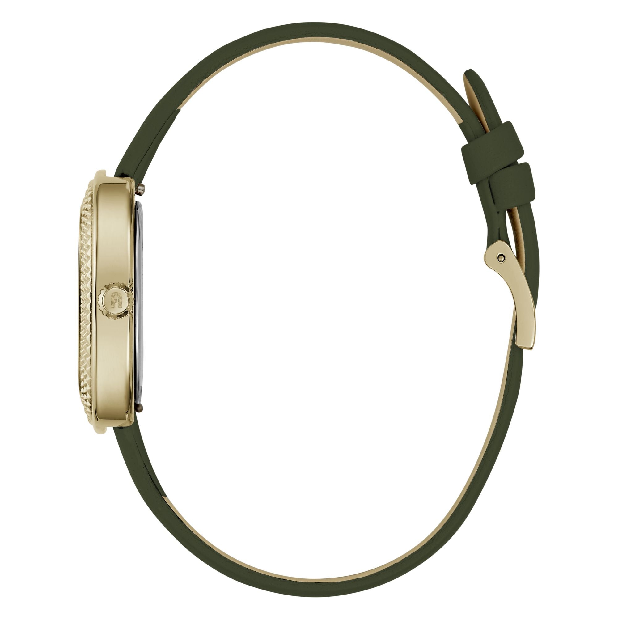 FURLA TV SHAPE GOLD GREEN LEATHER STRAP