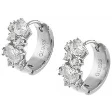 GUESS MULTI CRYSTALS SILVER HUGGIES 15MM