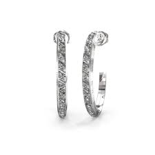 GUESS MULTI CRYSTAL SILVER TRIANGLE HOOPS