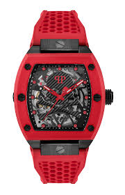 PHILIPP PLEIN $KELETON RED SILICONE STRAP WATCH
